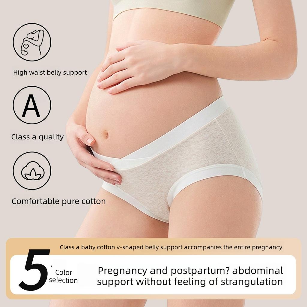 Women's Spring and Summer A Type Cotton V Shaped Low Waist High Stretch Pregnant Postpartum Briefs
