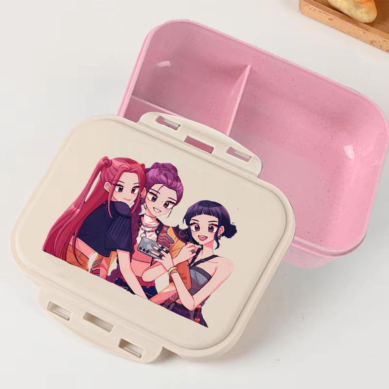 Portable Office Pink kpop Lunch Box Anime Food Storage Containers for k Pop School Picnic Lunchbox Office Dinner Case Gift