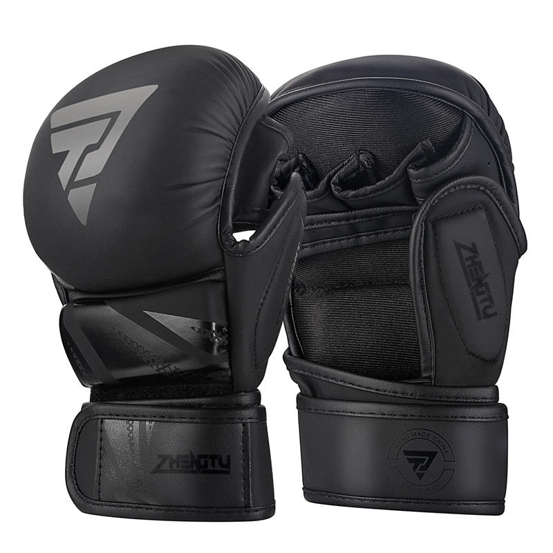 Professioneller MMA-Handschuh Mattschwarz 7oz MMA Trainings-Sparring-Grappling-Boxen-Muay Thai-Handschuhe
