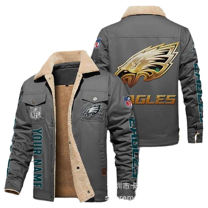 American football team football jersey Philadelphia Eagles jersey autumn and winter velvet cotton jersey sports jacket men's jacket