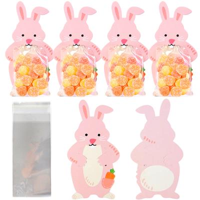 30/10Pcs Easter Rabbit Candy Bags Cute Bunny Carrot Cookie Snack Packaging Bag Kids Gift Favors Birthday Party Decor Supplies