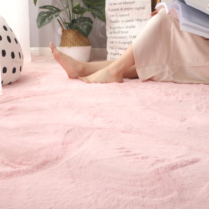 Covor de pluș imitație blană de iepure pentru sufragerie, dormitor sau fereastră de colț – Lavabil la mașină, gros și acoperire completă.