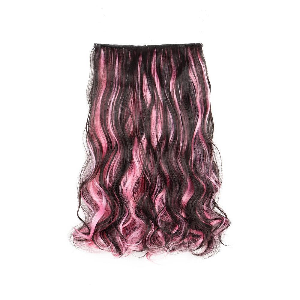 One Piece Colored Hairpieces Ombre Natural Lifelike Wig Soft Long Curly Hair Extensions For Women