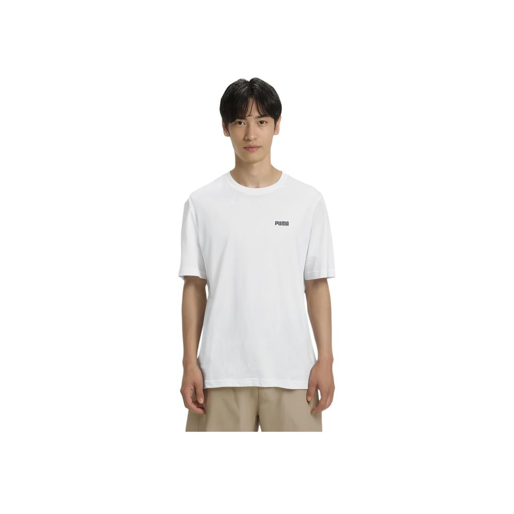 Puma Solid Color Logo Comfortable Breathable Crew Neck Short Sleeve T-Shirt Men Tops White 690229-02