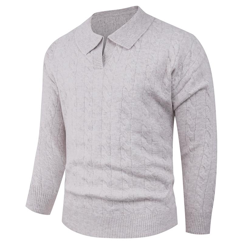 Herbst und Winter Polo-Kragen Strick Herrenjacke Lockeres Inneres Basis-Oberteil