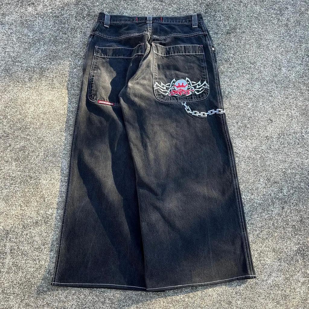 JNCO Jeans Vintage Hip Hop Loose Jeans Men's Gothic High Waist Wide Legs Pants Streetwear