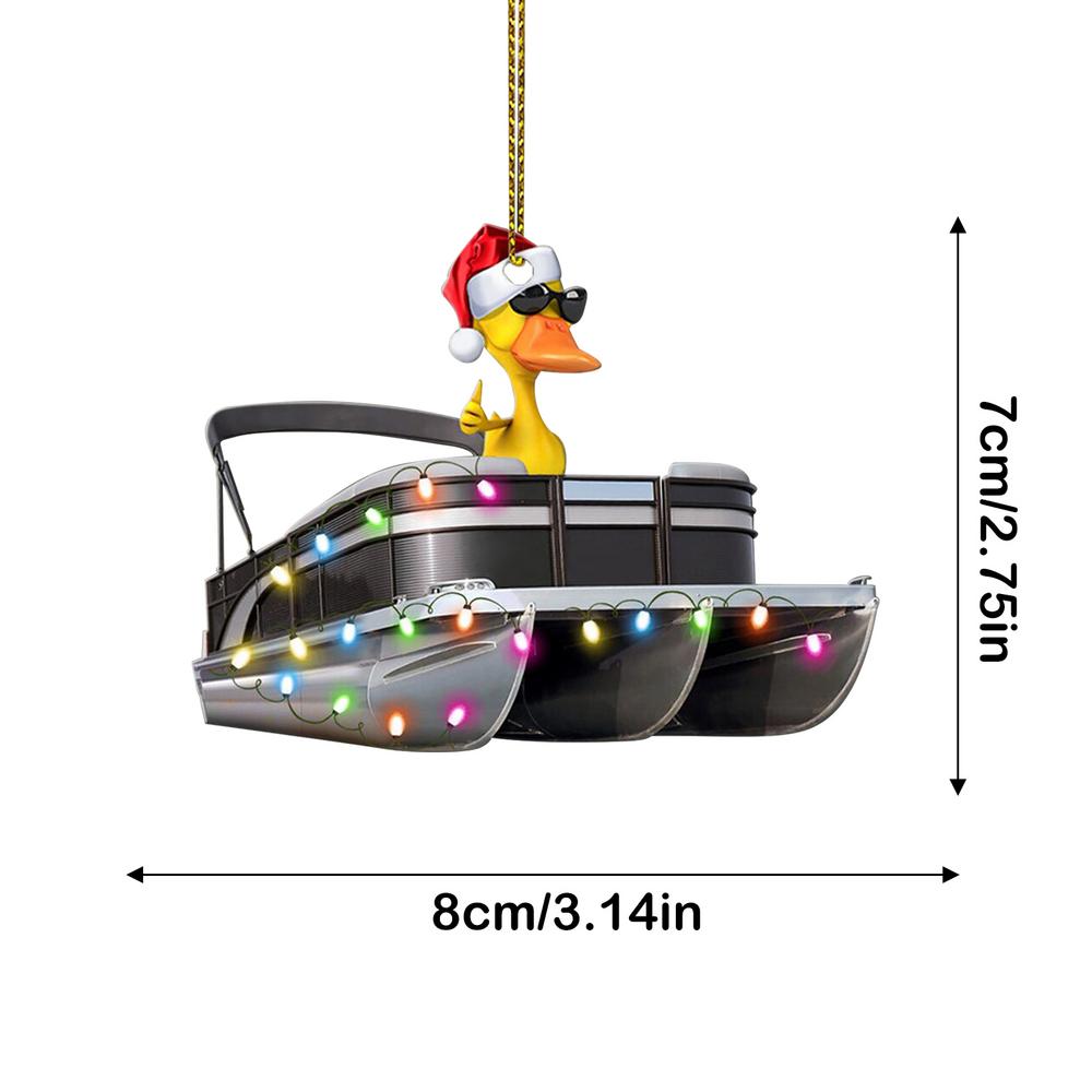 Christmas Tree Decoration Funny Duck Pontoon Boat Hanging Ornament For Christmas Tree Fireplace Door Wall