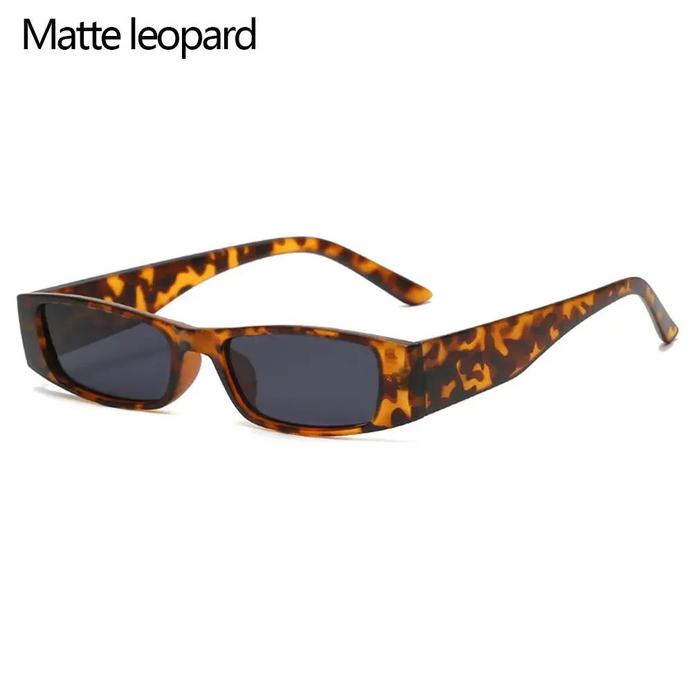 Small Rectangle Sunglasses Women Men Retro Narrow Frame Leopard Vintage Square Sun Glasses Punk Cat Eye