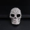 Silver Rhinestone Skull Brooch, Gothic Punk Statement Pin for Halloween & Daily Wear