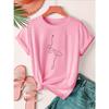 Baletnica Rysunek Liniowy Design Koszulka Damska Vintage Moda Koszulka Harajuku Streetwear Krótki Rękaw Harajuku Damska Y2K Koszulka Top
