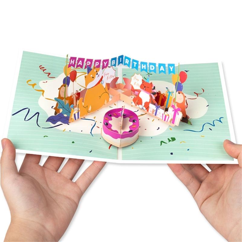 Animal Bunting Birthday Card Handmade Birthday Greeting Card with Envelope For Friend Family Kid Adult J0MC
