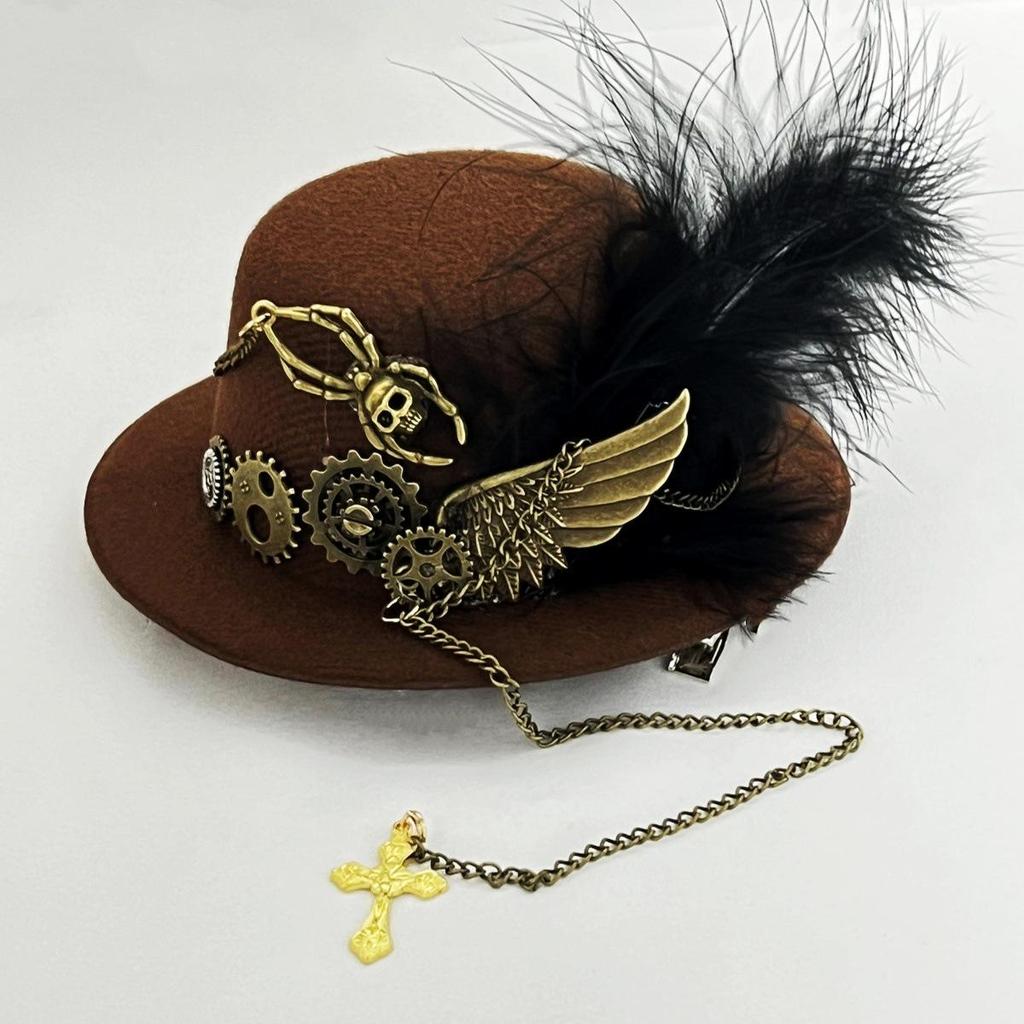 Pinza para el pelo con sombrero de copa de engranaje Steampunk