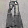 High Waist Slim Black Grey Jeans American Style Vintage Long Pants Oversized Washed Denim Flare Pants Women Spring