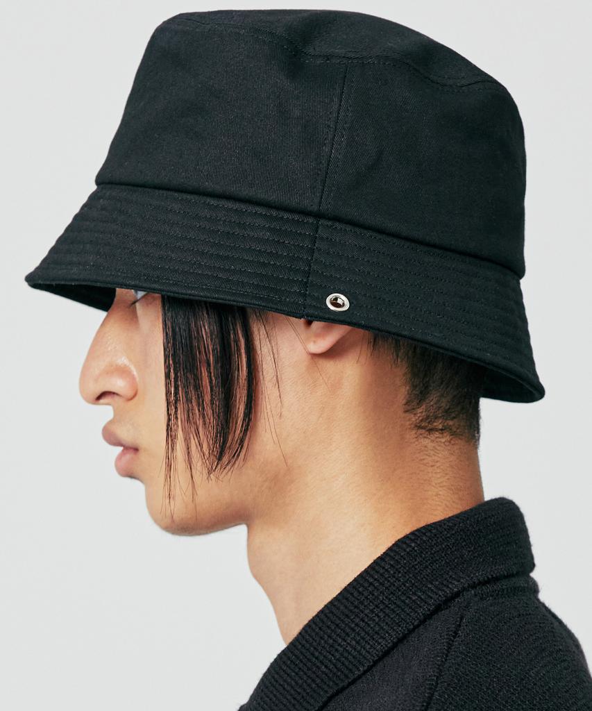 SSY [Carabiner Included] Cotton Eyelet Loop Bucket Hat Black