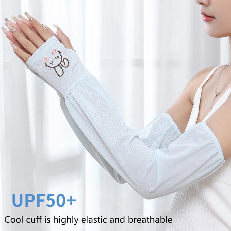 Summer Ice Silk Sun Protection Sleeves Outdoor Driving Uv Protection Rabbit Ice Sleeves Women'S Loose Arm Protection Sleeves