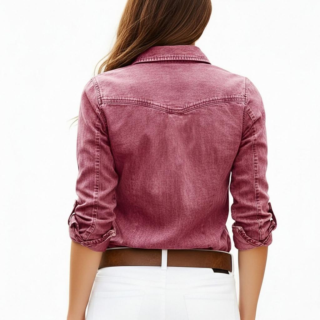 Camicie Vintage da Donna in Denim Lavato Manica Lunga Collo a Revers Bottoni Bluse Casual Ampie Top Quotidiani