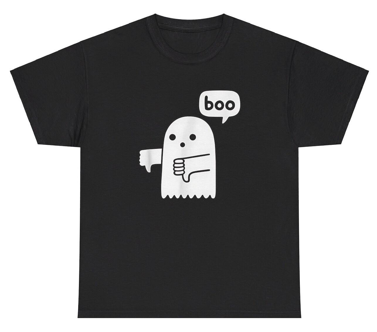 Boo Ghost Thumbs Down T Shirt Funny Ironic Halloween Silly Gen Z Edgy Humor Tee XXXL
