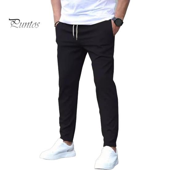 

Мужские брюки Ninth с боковыми карманами, облегающие, с эластичной резинкой на талии, однотонные, повседневные брюки для поездок на работу, занятий в спортзале S чёрный