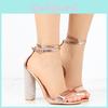 Elegant Women Heeled Sandals With Rhinestone Ankle Strap And Super High Heels