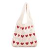 Women Knit Love Tote Bag Color Blocking Lightweight Handbag Large Capacity Crochet Satchel Bag Armpit Hobo Bag Commuting Bag