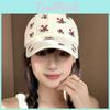 Classic Cotton Baseball Cap With Adjustable Strap And Floral Embroidery For Women