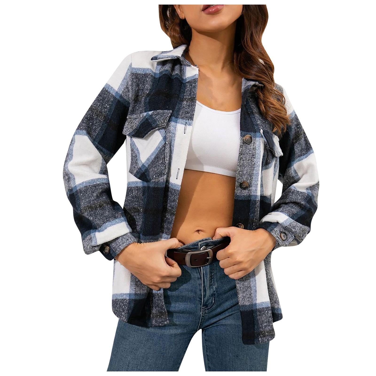 

Модная женская повседневная свободная шерстяная плюшевая клетчатая куртка-рубашка с длинными рукавами L чёрный