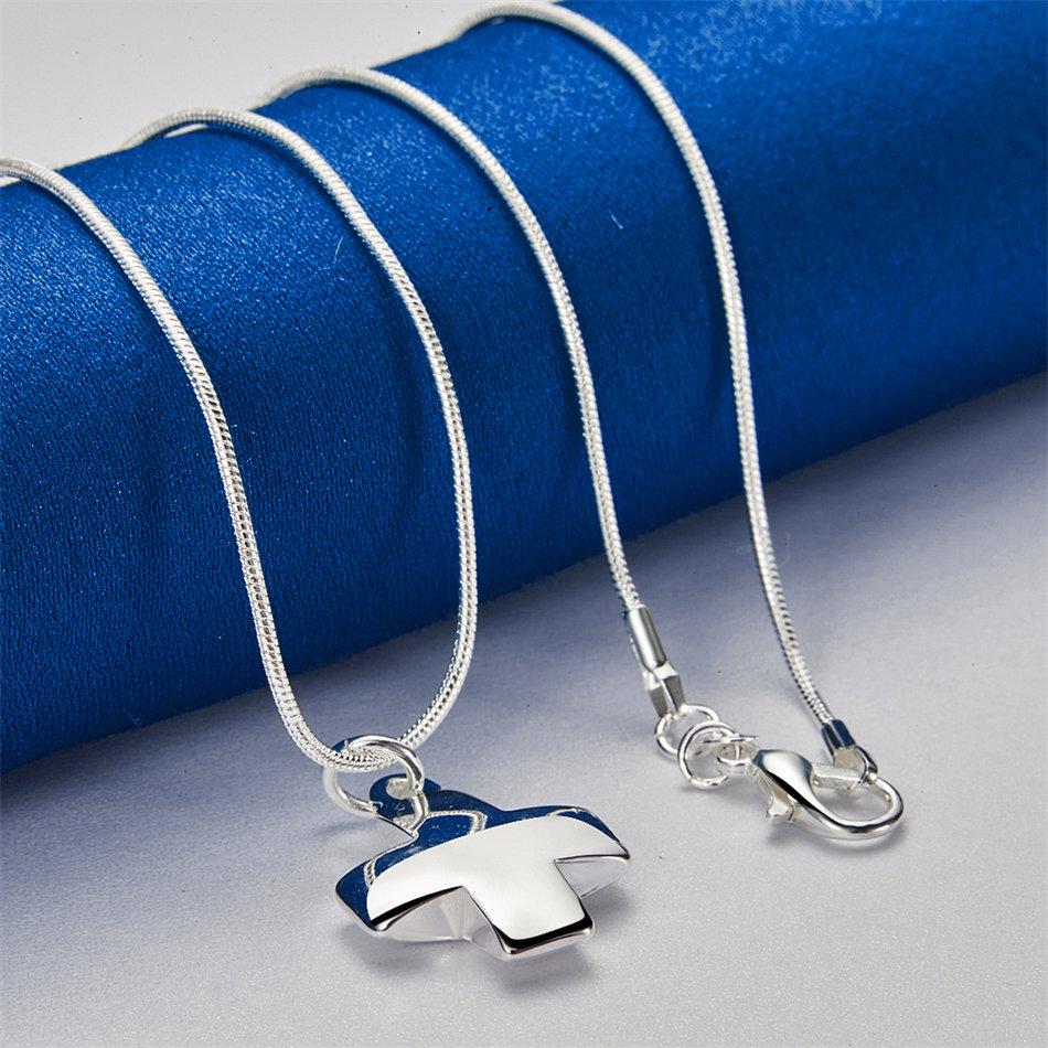 925 Sterling Silver 16-30 Inch Glossy Cross Pendant Necklace, Men's and Women's Hip-hop Accessories, Fashionable Jewelry