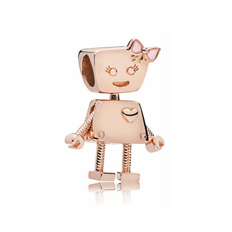 Rose Gold Series Heart-Shaped Beads Pendants Flower Clip Copper Appropriate For European Genuine Bracelets Do-It-Yourself Elegant Jewellery