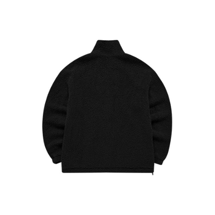 FILA Logo Casual Sports Warm Stand Collar Faux Lamb Wool Jacket Men Jacket Black F11M149505FBK