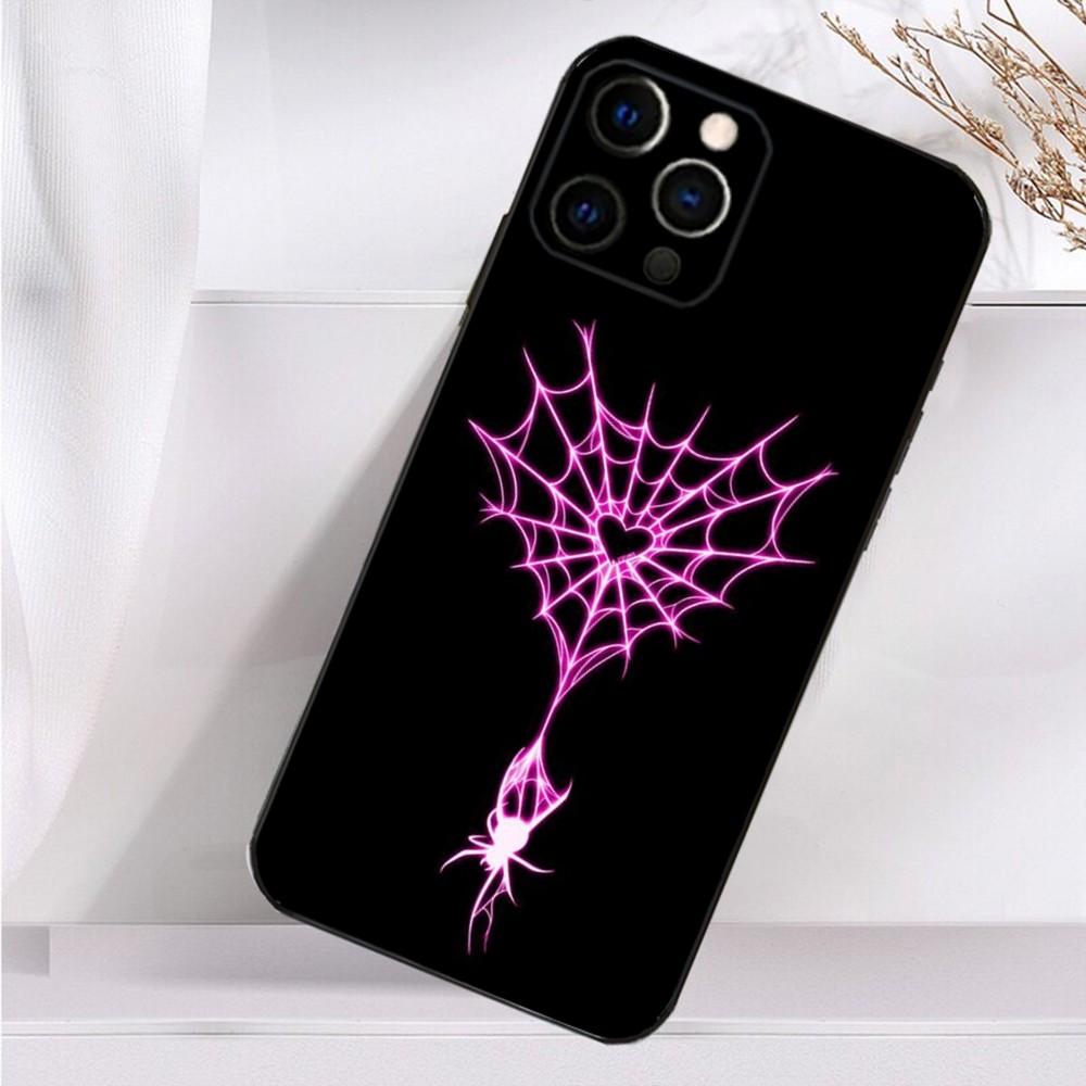 Cool S-Spider Web H-Heart Phone Case For iPhone 16,15,14,13,12,11 Plus,Pro Max,XS,X,XR,SE,Mini,8,7 Soft Silicone Black Cover