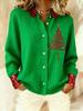 2025 Women's 3D Print Knit Lapel Cardigan - European & American Christmas Top for Autumn/Winter