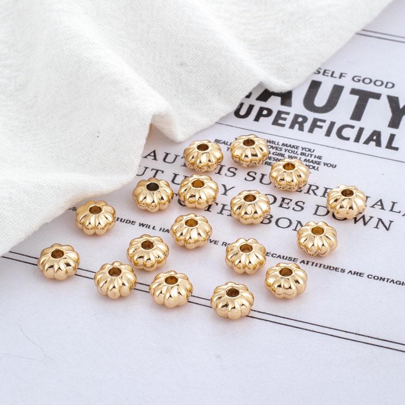 18k Matte Gold Frosted Pumpkin Spacer Beads for DIY Jewelry