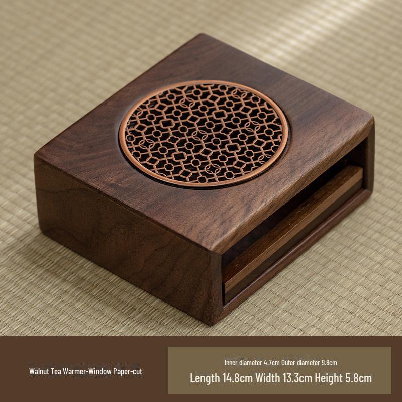 

Подставка для подогрева чая из орехового дерева с нагревательной основой для свечей Window Grilles