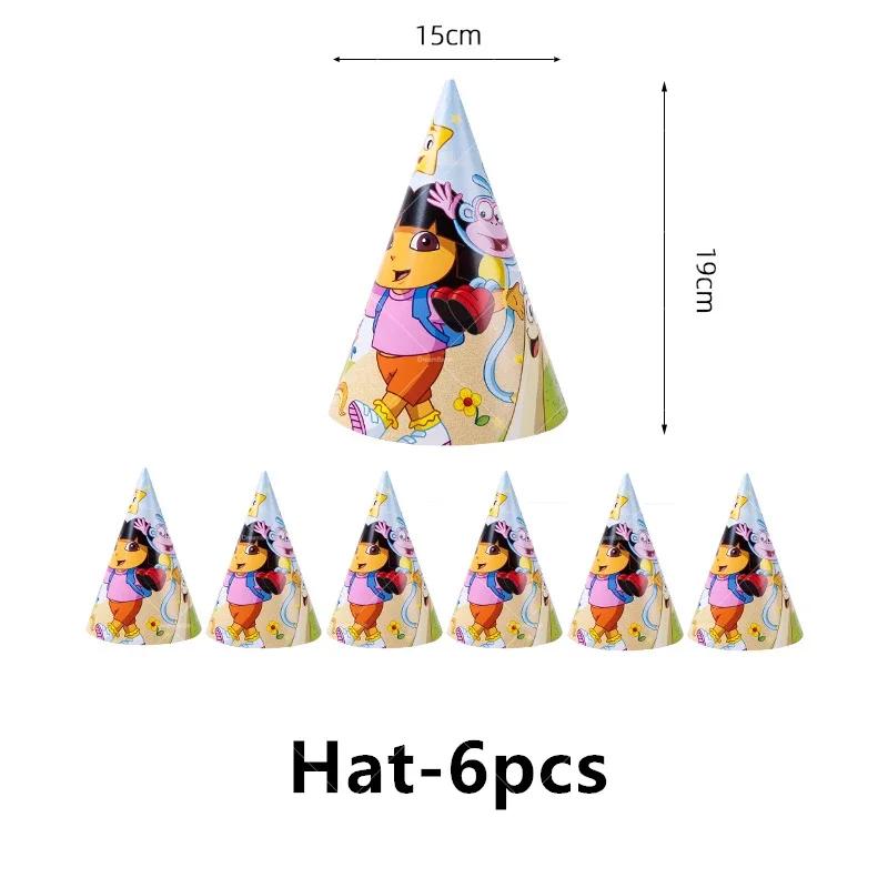Dora Balloon Cartoon Girl Ballons Happy Birthday Banner Party Decoration Monkey Cake Topper Supplies Gift Disposable Tableware