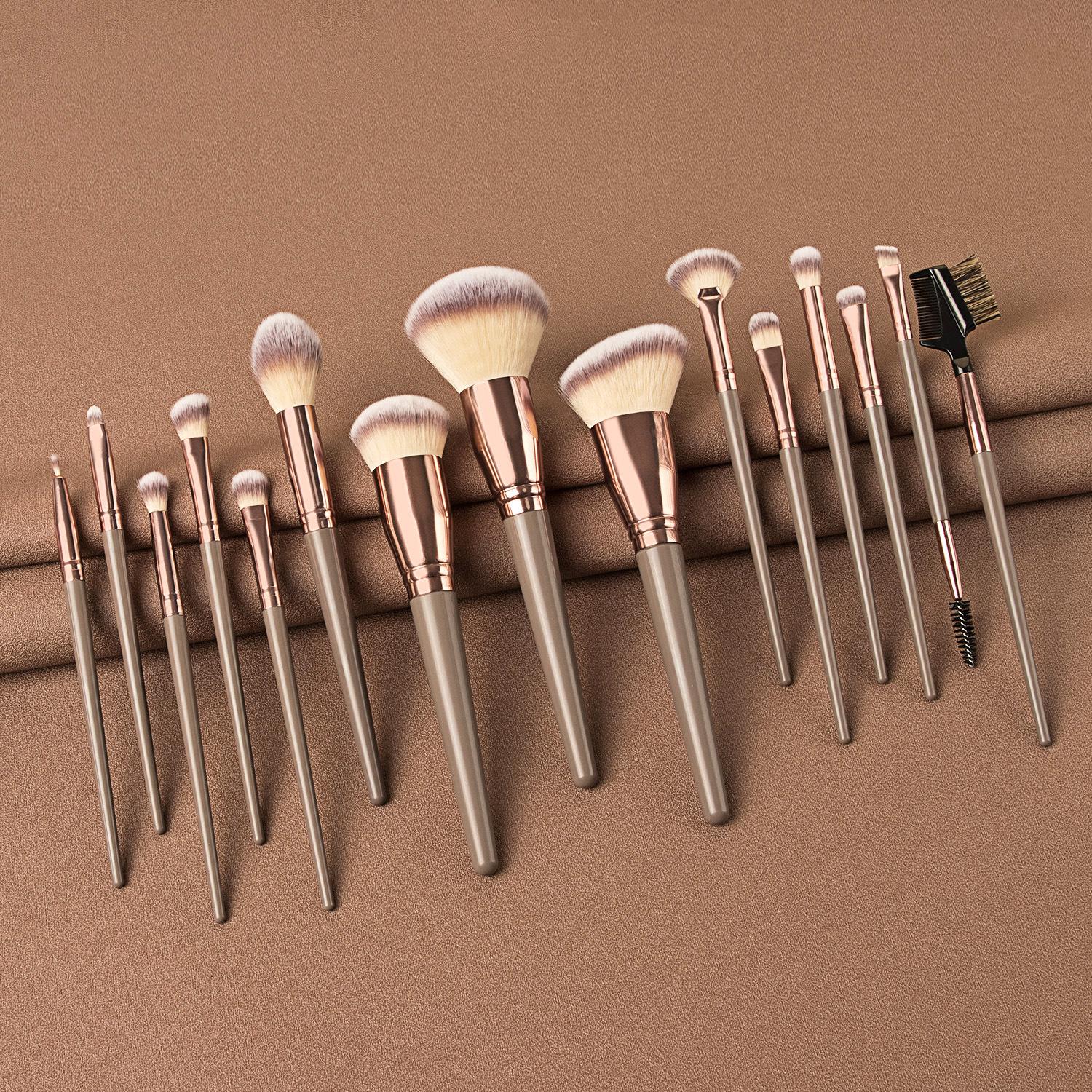 HMU Hot Selling Make up Brushes Black Gold Manufacturers OEM 7 10 15 Pcs Makeup Brush Set With Case regular size