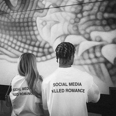 Social Media Killed Romance T Shirt Men's Estetic Valentine's Letter Print T-Shirt Unisex High Quality Cuplu Bumbac Tees Tees