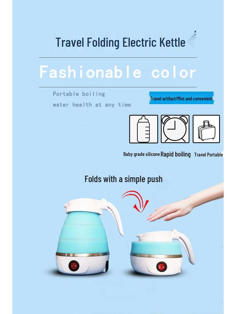 Portable Folding Silicone Electric Kettle with 304 Stainless Steel, Auto Power Off, Anti-Dry Burning - Ideal for Travel, Home, or Dorm Use