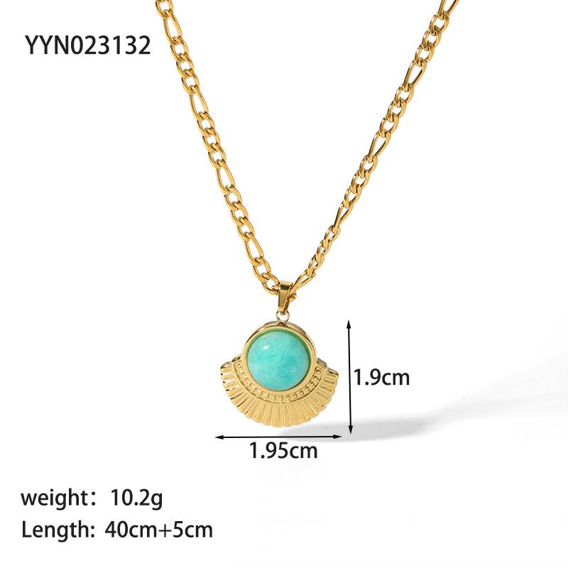 

Универсальное женское ожерелье из натурального камня, не выцветающее 18-каратное золото, ретро кулон из титановой стали с инкрустацией