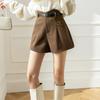 Tweed Shorts Women's Solid Color Casual High Waist Wide Leg Pants