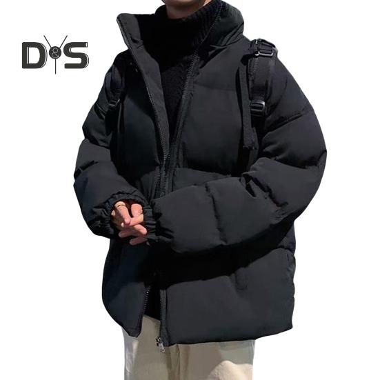 

Мужское хлопковое пальто с воротником-стойкой, длинным рукавом, застежкой-молнией, утолщенная куртка с боковыми карманами, однотонная стеганая верхняя одежда XXL чёрный