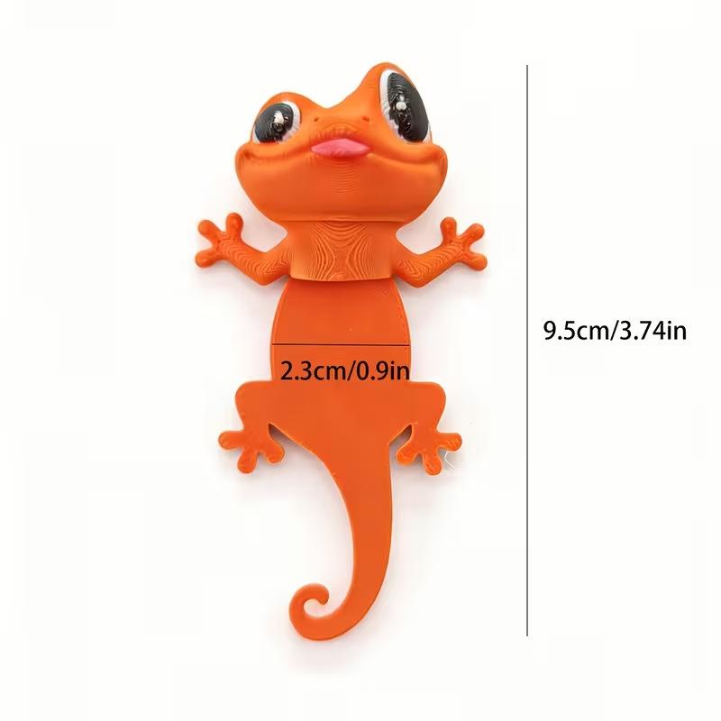 2Pcs 3D Printed Cute Animal Squeeze Bookmark Set, Frog Gecko Random Pattern, Creative Reading Gift & Office Supplies