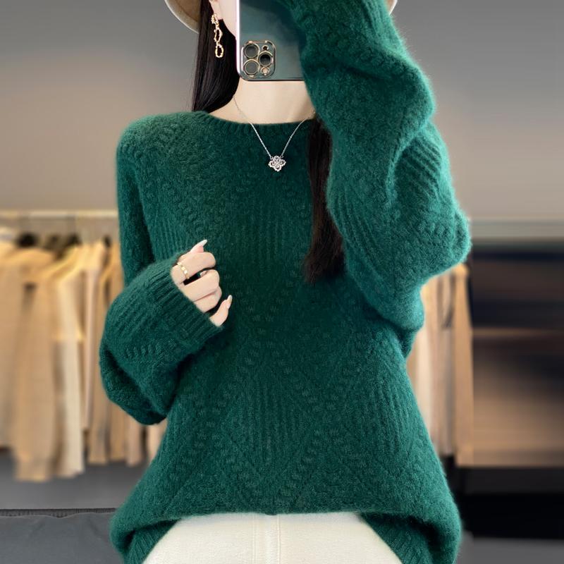 Women Sweater 100% Wool MODERN NEW SAGA O-neck Knit Pullover Thick Winter Jumpers Female Knit Tops