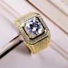 White Golden Iced Out Hip Hop Engagement Ring 7-13 Sizes CZ Pinky Full Crystal Men Women Sale Jewelry