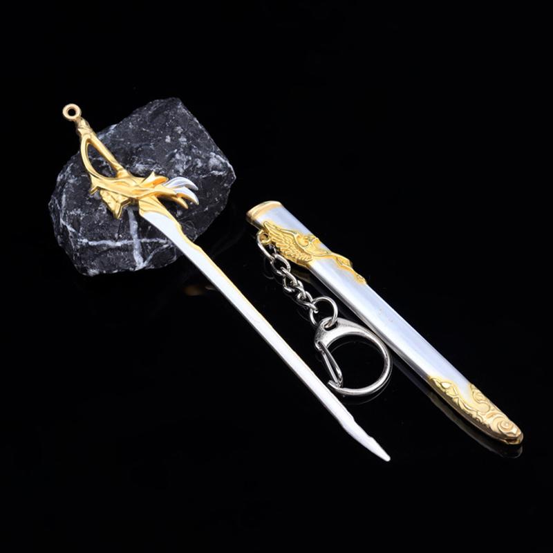 1Pcs Unopened Blade Pendant Keyring Zinc Alloy Metal  Of Famous Ancient Sword Keychain Charms Children'S Gifts