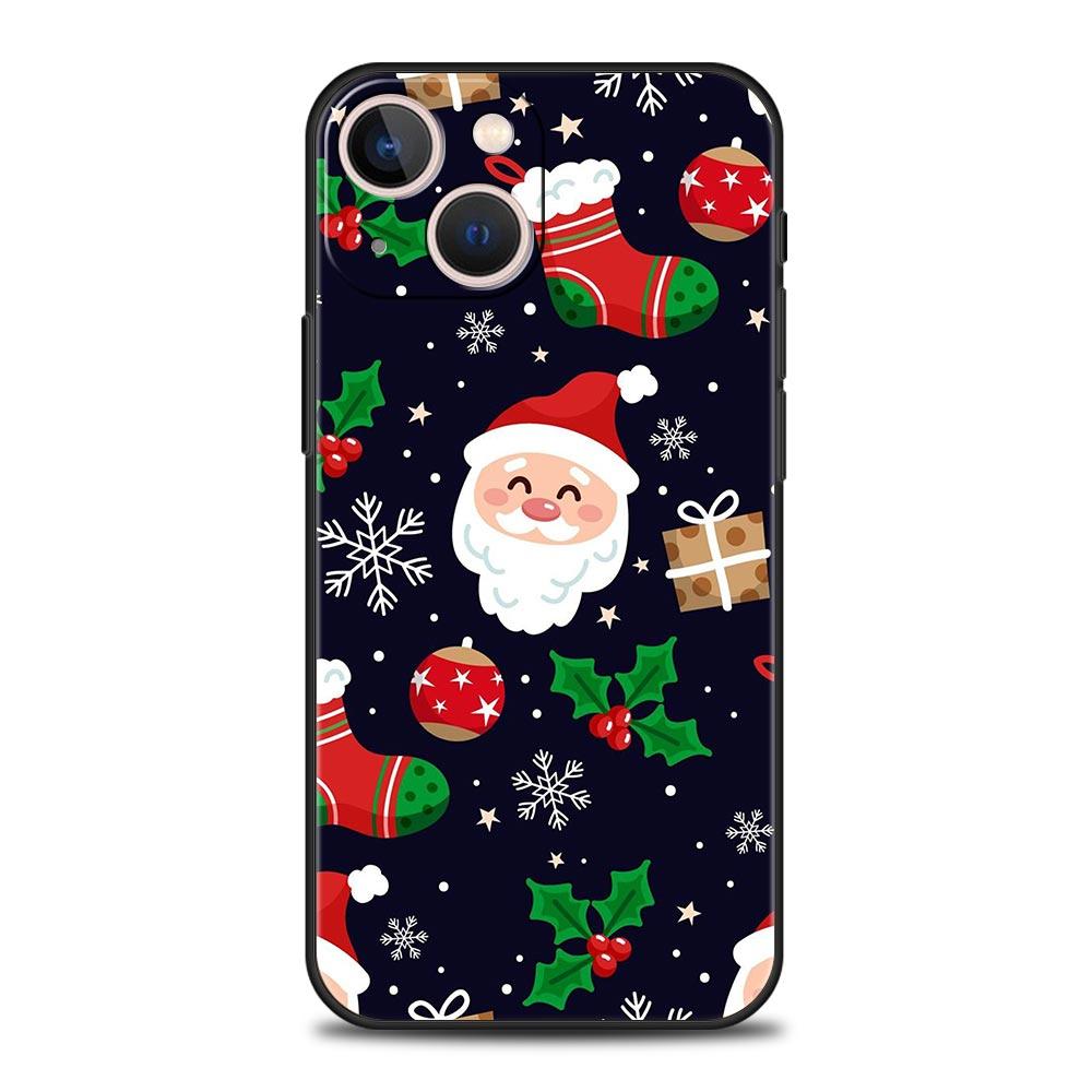 Christmas New Year Phone Phone Case For iPhone Apple 15 14 13 12 11 Pro Max Mini 7 8 Plus XR XS X SE 2020 Black Silicone Cover