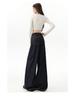 Women's Black and Gold High-Waisted Wide-Leg Denim Pants - 2025 Early Autumn Design