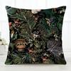 Dark Green Floral Pillow Case Fashion Square Pillowcase Bedroom Sofa Room Ins Decoration Leisure