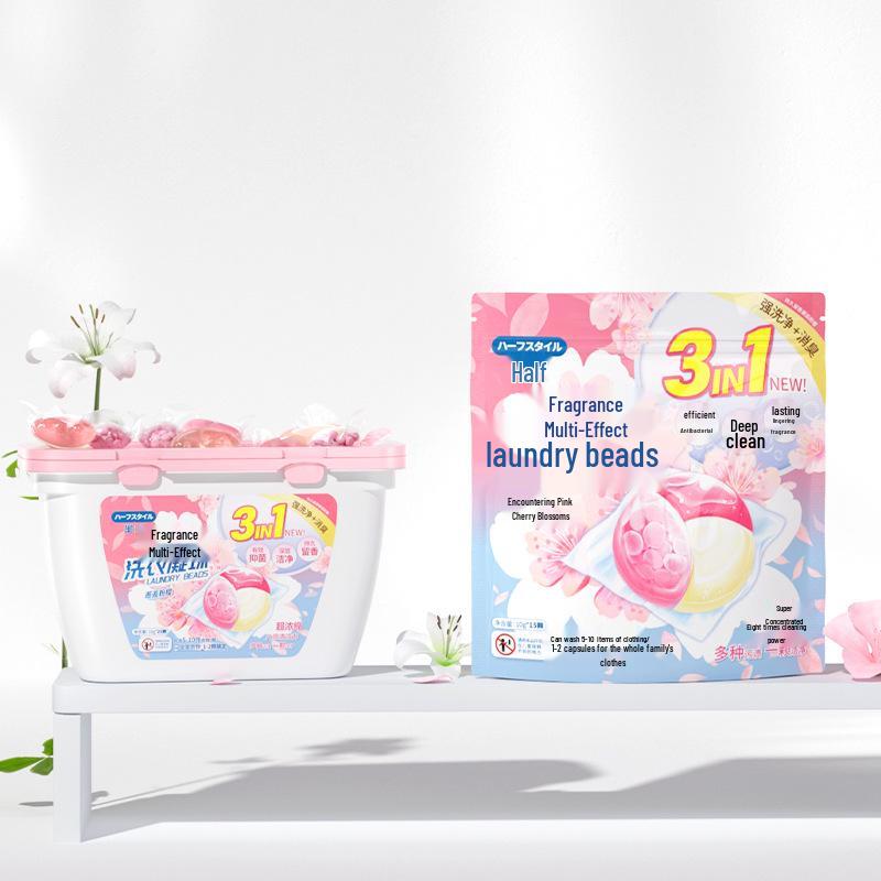 Half-Dose Scented 3-in-1 Laundry Pods with Scent Booster & Mite Removal for Deep Cleaning