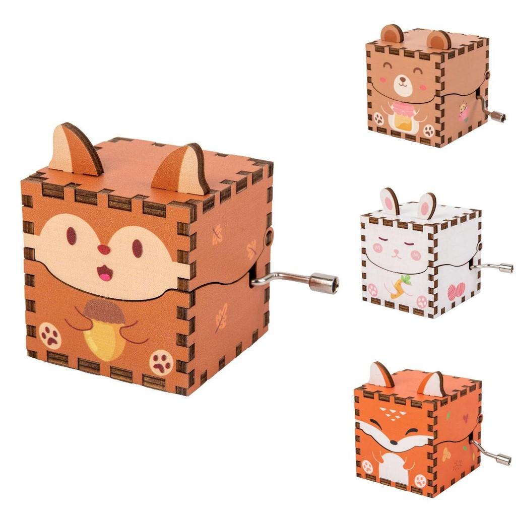Wooden Animal Rabbit Fox Panda Shape Music Box Toy For Kids Ages 3 To 6 Gift For Girls