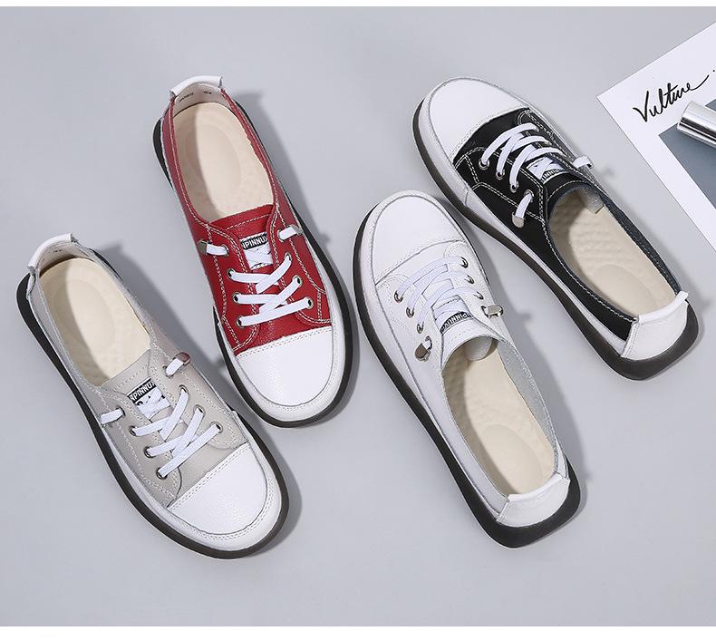 2022 White Soft Sole Low-Cut Casual Leather Sneakers - Trendy Korean Style for Spring and Autumn